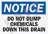Do not dump chemicals down this drain Sign 1